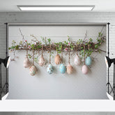 Lofaris Vine Hanging Colorful Eggs Simple Easter Backdrop